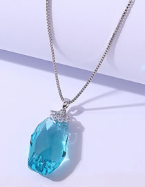 Fashion Sea ??blue Geometric Shaped Crystal Flower Necklace