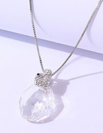 Fashion White Geometric Oval Crystal Swan Necklace