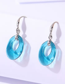 Fashion Sea ??blue Geometric Oval Crystal Necklace