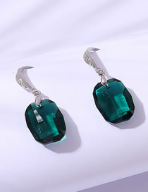 Fashion Green Geometric Square Crystal Stud Earrings
