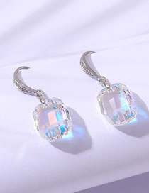 Fashion White Geometric Square Crystal Stud Earrings