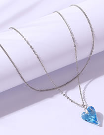 Fashion Blue Geometric Heart Crystal Necklace