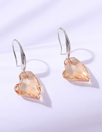 Fashion Champagne Geometric Heart Crystal Stud Earrings