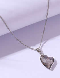 Fashion Black Geometric Heart Crystal Necklace