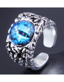 Fashion Blue Alloy Geometric Eye Open Ring