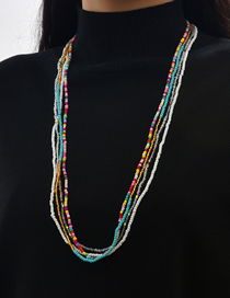 Fashion Color Rice Beads Beaded Layered Necklace