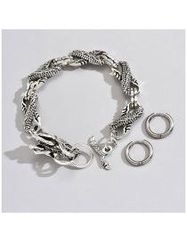 Fashion Silver Alloy Faucet Bracelet Glossy Earring Set
