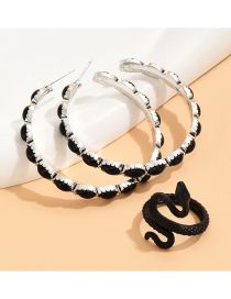 Fashion Silver Alloy Ellipse Loose Ear Ring Snake Rings Set