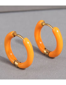 Fashion Orange Titanium Steel Contrasting Glossy Round Earrings
