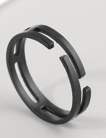 Fashion Black Alloy Geometric Hollow Ring