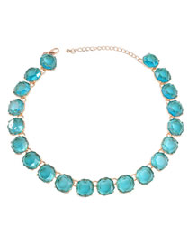 Fashion Blue Alloy Set Round Diamond Necklace