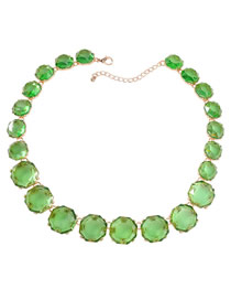 Fashion Green Alloy Diamond Polygon Necklace