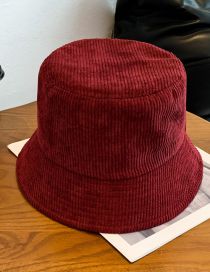 Fashion Wine Red Solid Corduroy Bucket Hat