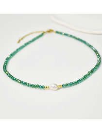 Fashion Green Multicolored Crystal Beaded Pearl Necklace