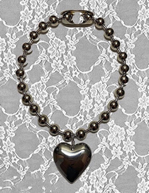Fashion 43mm Ball Chain Alloy Ball Chain Heart Necklace