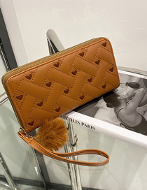 Fashion Dark Brown Pu Heart Embossed Wallet