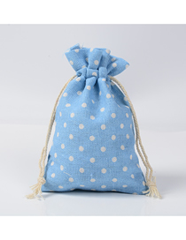 Fashion Sky Blue Dots 13*18cm Fabric Polka Dot Beam Mouth Large-capacity Packaging Bag