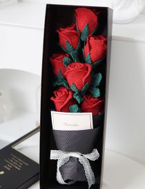 Fashion Basic Gift Box Wine Glass Rose Finished Product - Red Woven Bouquet Gift Box