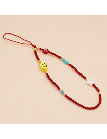 Fashion Red Acrylic Beads Beaded Pentagram Eyes Phone Chain