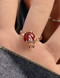 Fashion Silver Irregular Ruby Ring