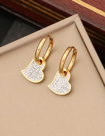 Fashion 3#love Titanium Steel Diamond Heart Earrings