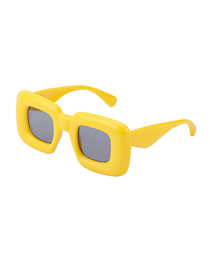 Fashion Bright Yellow All Gray Pc Square Frame Sunglasses