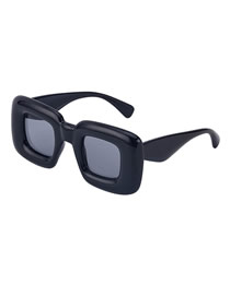 Fashion Bright Black All Gray Pc Square Frame Sunglasses