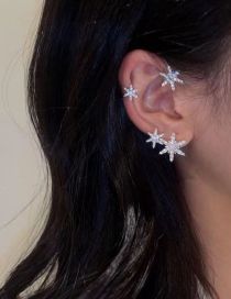Fashion Snowflake Silver - Right Metal Diamond Snowflake Earrings