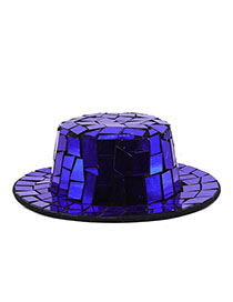 Fashion Klein Blue Acrylic Irregular Patch Jazz Hat