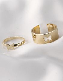 Fashion Golden Set Metal Cutout Butterfly Ring Set
