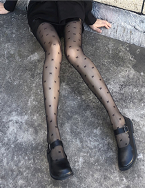 Fashion Bow Black Corespun Silk Polka Dot Heart Bow Stockings