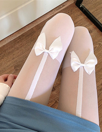 Fashion White Velvet Bow Stockings