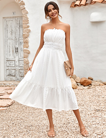 Fashion White Solid Color Slim Waist Dress