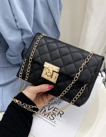 Fashion Black Pu Rhombus Lock Flip Crossbody Bag