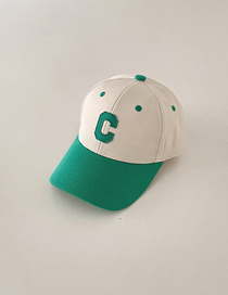 Fashion Green Cotton Alphabet Embroidered Color Block Kids Baseball Cap