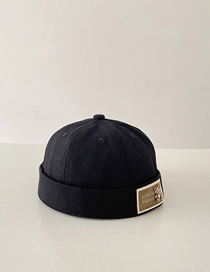 Fashion Black Cotton Bear Label Children's Landlord Hat