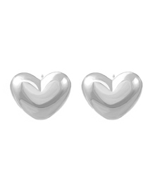 Fashion Silver Metal Heart Stud Earrings