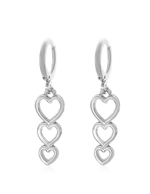 Fashion Silver Alloy Hollow Heart Hoop Earrings
