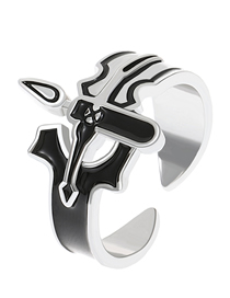 Fashion Black Metal Geometric Cross Chop Ring