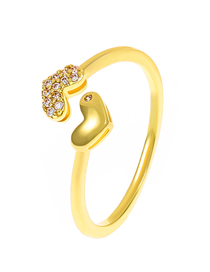 Fashion Gold Alloy Diamond Heart Ring
