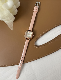 Fashion Pink Leather Square Dial Watch