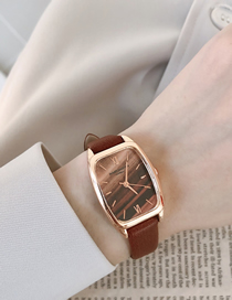Fashion Brown Stainless Steel Rectangular Dial Watch