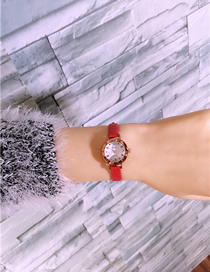 Fashion Red Belt Alloy Round Dial Watch