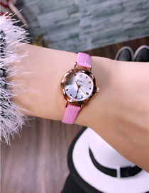 Fashion Pink Belt Alloy Round Dial Watch