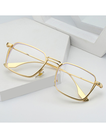 Fashion Golden Reading Glasses 350 Degrees Pc Alloy Square Large Frame Flat Mirror
