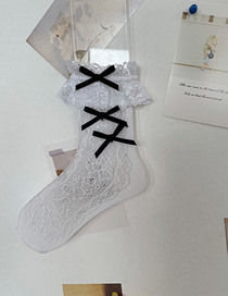 Fashion White Lace Bow Mid-tube Stacked Socks