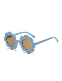 Fashion Blue Frame Tea (sand) Pc Sunflower Round Frame Sunglasses