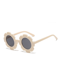 Fashion Milky White Frame Gray Sheet (sand) Pc Sunflower Round Frame Sunglasses