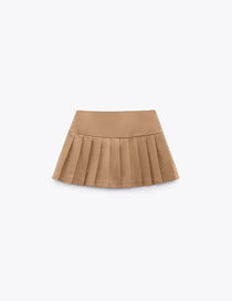 Fashion Coffee Color Striped Blend Skirt With Pleats