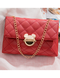 Fashion Red Pu Rhombus Lock Flip Crossbody Bag